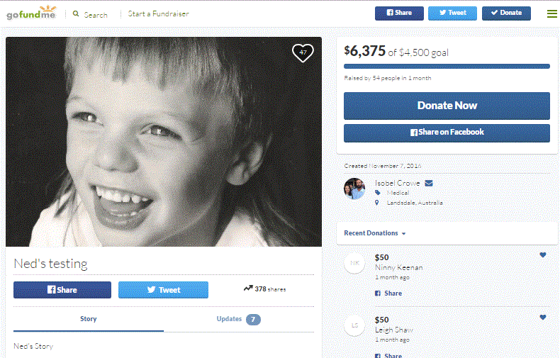 GoFundMe rare disease: $6,375 raised