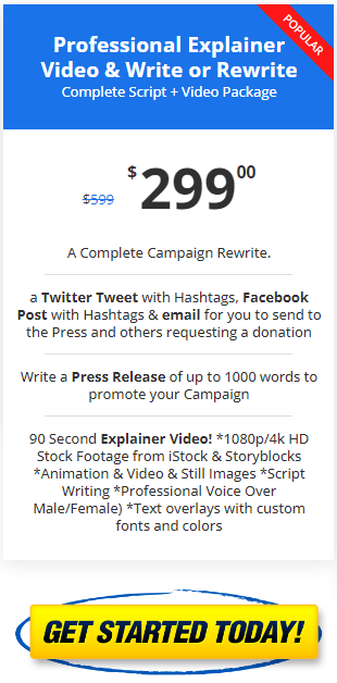 GoFundMe Professional Explainer Video Campaign ReWrite 299